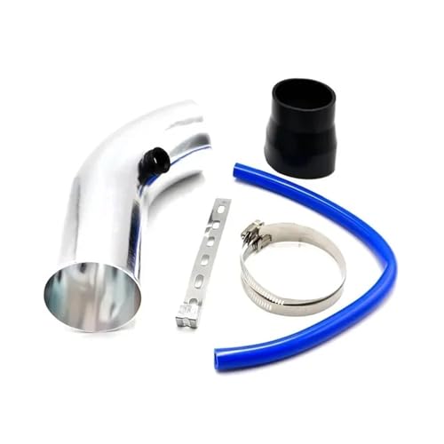 Induktion Schlauch Kit Universal Auto Luftansaugrohr 3'' Zoll 76mme Aluminium Kurze Lange Kaltluftansaugrohre System Kanalrohr Kit Luftfilter Auto Luftansaug(Short Silver)