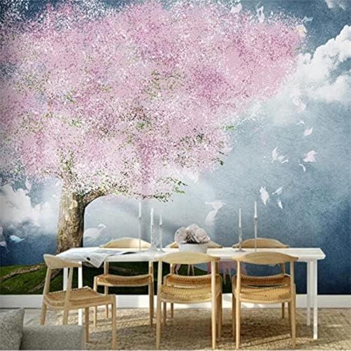 XLMING Handgemalte Rosa Blumen Elch Landschaft Landschaft 3D Tapete Wohnzimmer Sofa Schlafzimmer Esszimmer Home Dekoration Wand-200cm×140cm