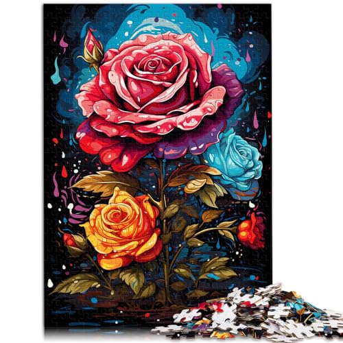 Spielzeug-Puzzle Bunte psychedelische Rosen für Erwachsene 1000-Teile-Puzzle Holzpuzzle Familienaktivität Puzzle Lernspiele 1000 Teile (50x75cm)