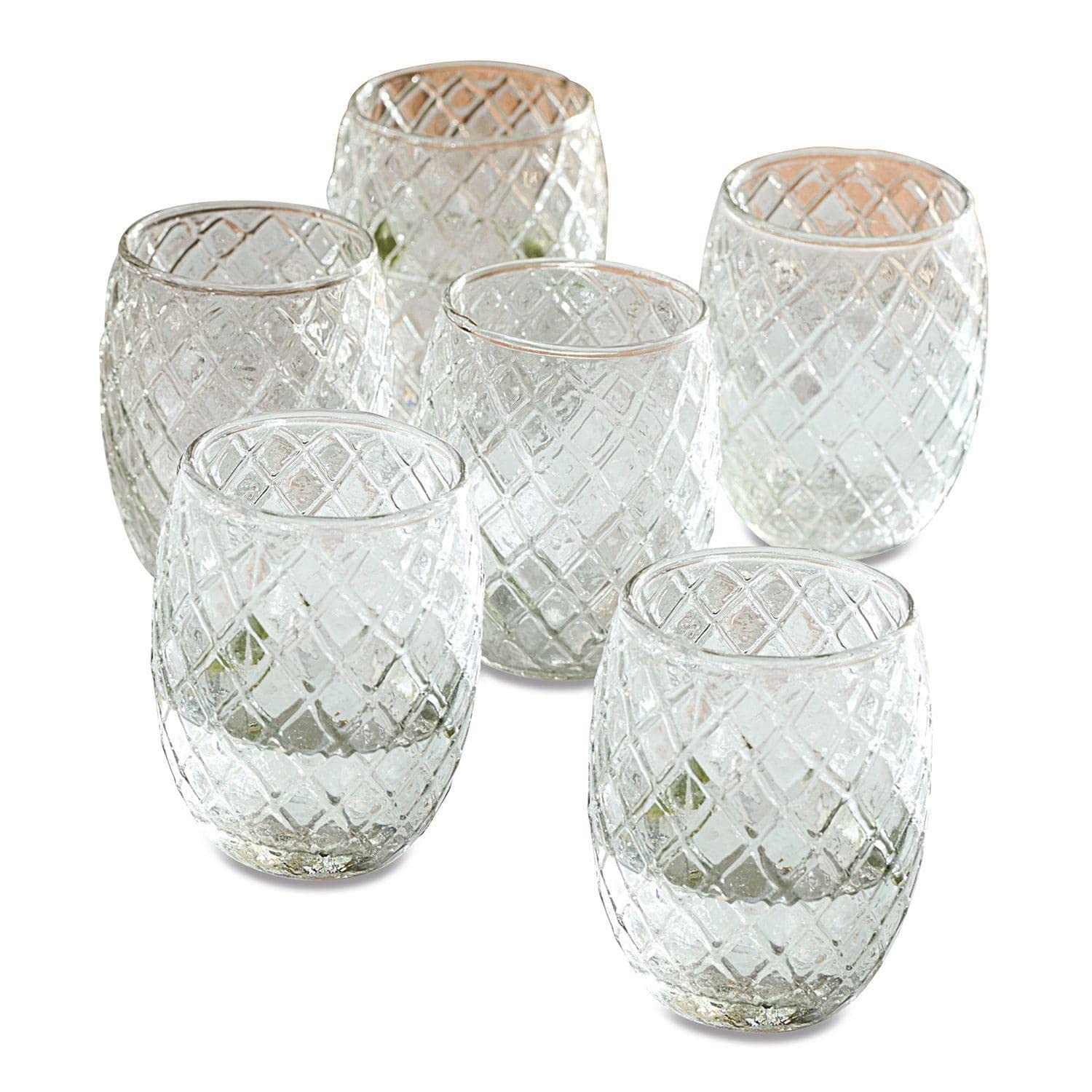 LOBERON Glas 6er Set Corrofin, mundgeblasen, nostalgisches Rauten-Relief, Tischdekoration, Tischaccessoires, Küchenzubehör, Glas, klar