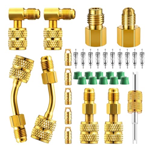 R410A R410A Netzteil, R410A Adapter-Kit, 34-teiliges geteiltes Netzteil, Klimaanlagenadapter, vielseitige R410A-Adapterverbindungen, Wechselstrom-Schnellverbindungen für Klimaanlage