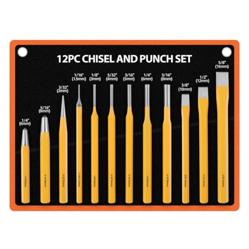 Pcivzxam 12-teiliges Stanzset Mauerwerk Meißel Flachzylinder Stanzset Langlebig Einfach zu bedienen