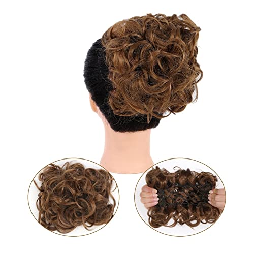 Bun Haarteile Kämme Clip-in-Pferdeschwanzverlängerungen for Frauen, unordentliches, lockiges Haar, Duttverlängerungen, synthetisches Hochsteckfrisur-Haarteil, Chignons, leicht dehnbares Haar Brötchen-