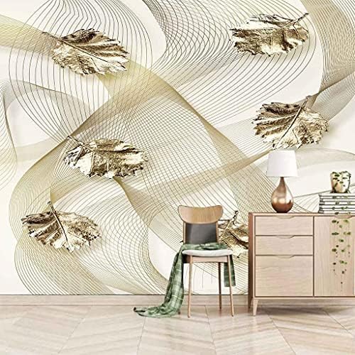 Goldfadenblatt 3D Tapeten Wanddekoration Fototapete Sofas Wohnzimmer Wandbild Schlafzimmer-250cm×170cm