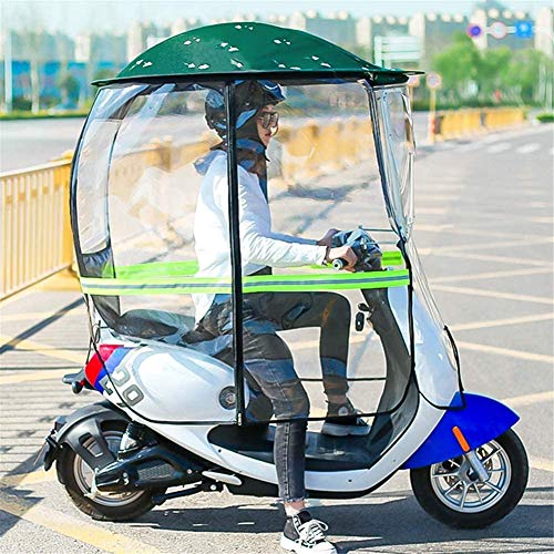 Universeller Elektrischer Motorrad-Sonnenschutz, Motorrad-Regenschutz, Zusammenklappbarer Fahrrad-Sonnenschutz, Regenschutz, Wasserdichter Batterie-Auto-Überdachungsschirm (Grün A)