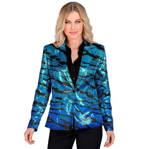 W WIDMANN MILANO Party Fashion - Party Fashion Blazer mit Pailletten für Damen, Schlagermove, Jackett, Animal Print, Festival, Faschingskostüme