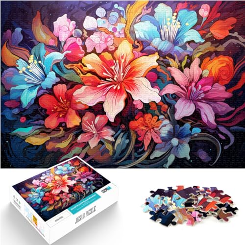 Puzzle | Puzzle Schöne bunte Blumen, 1000-teiliges Puzzle für Erwachsene aus Holz, ganze Familie, und die 1000 Teile (50 x 75 cm)