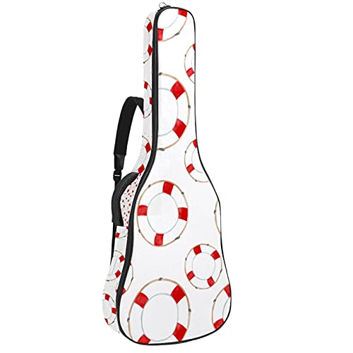 Gitarrentasche Schutz- und Transporttasche für akustische und klassische Gitarren wasserfest und gepolstert Roter Rettungsring 108.9x42.9x11.9 cm