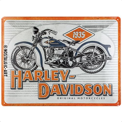 Nostalgic-Art Retro Blechschild, Harley-Davidson - Motorcycles 1935 – Geschenk-Idee für Motorrad-Fans, aus Metall, Deko im Vintage-Design, 30 x 40 cm