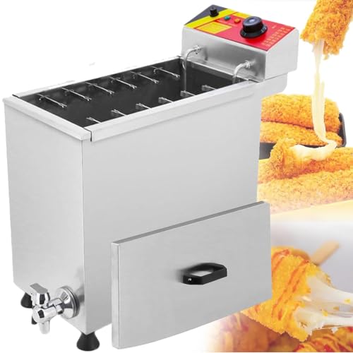 Qiang 25 L Große Kommerzielle Automatische Fritteuse Für Käse-Hotdog-Sticks,Corn Dog Fryer Für Snackbar,Kantine,Zuhause,12 Stück Können Gleichzeitig Frittiert Werden,Einstellbare Temperatur