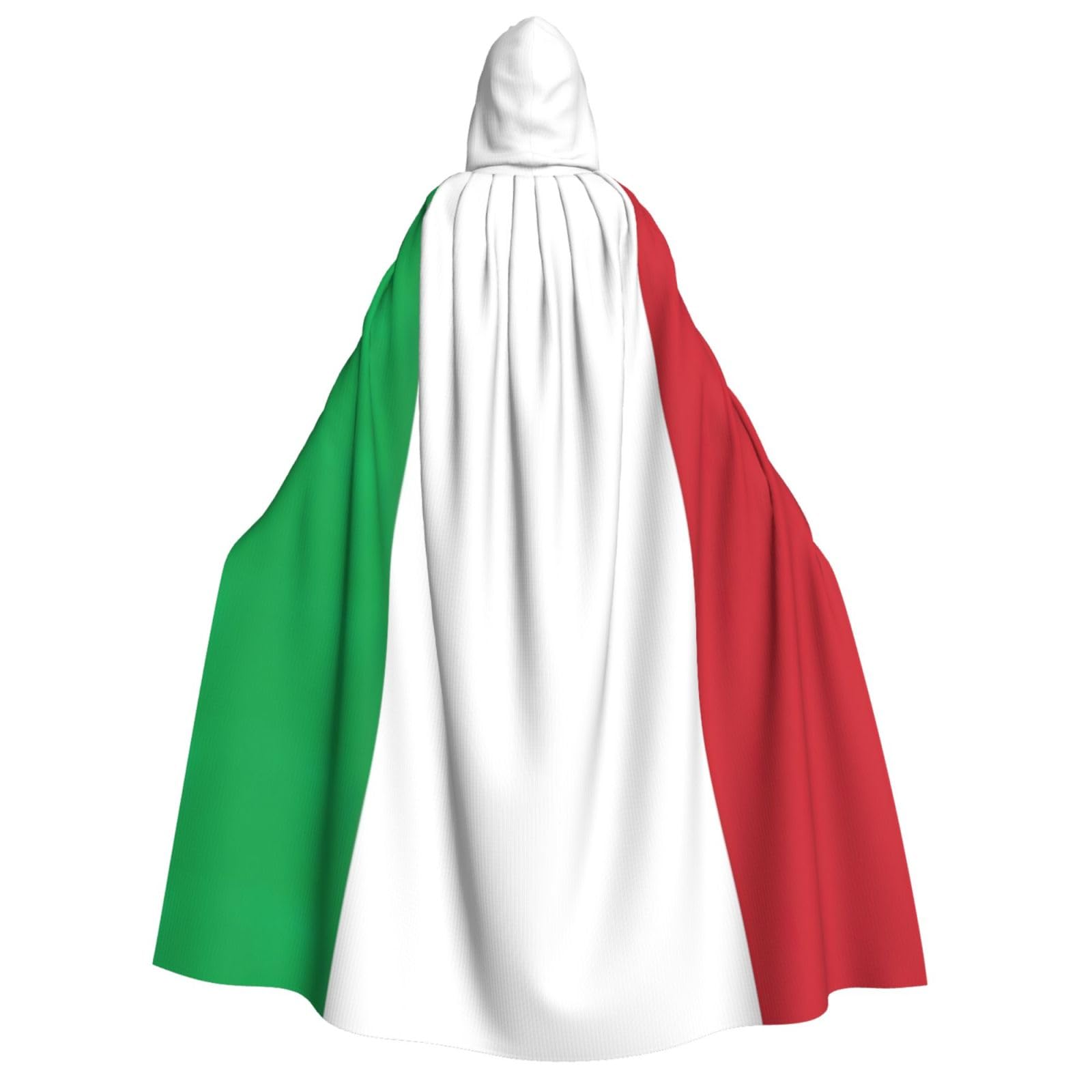 WURTON Umhang mit italienischer Flagge, Unisex, mit Kapuze, für Damen und Herren, Vampir, Halloween, Cosplay, Karneval, Mottoparty