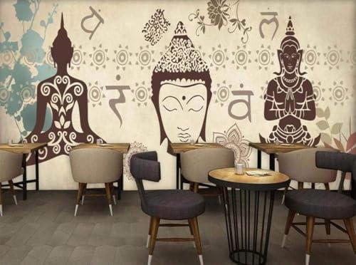 Nostalgische Buddha-Statue 3D Tapete Poster Restaurant Schlafzimmer Wohnzimmer Sofa TV Dekorative Wand-430cm×300cm