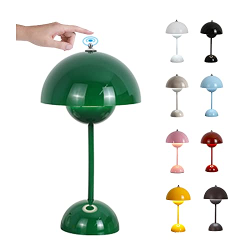 O·Lankeji LED Flowerpot Tischlampe Kabellos Akku, Touch Dimmbar Tischleuchte Pilz Lampe ​mit 3 Helligkeitsmodi, Dekorative Nordeuropa Schreibtischlampe für BüRo, Bars, Wohnzimmer, Schlafzimmer