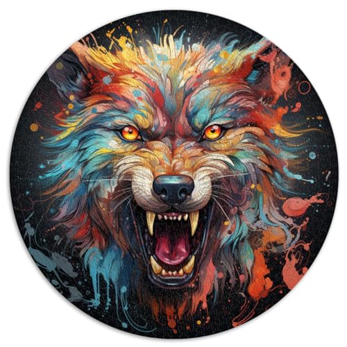 Puzzle Wolf, bunt, Puzzle für Erwachsene, 1000 Teile, 26,5 x 26,5 Zoll, Lernpuzzlespiel für Geburtstag, Weihnachten und Geschenkidee