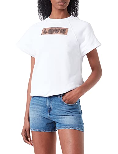 Love Moschino Women's Comfort fit Short-Sleeved Sweatshirt, Optical White, 46