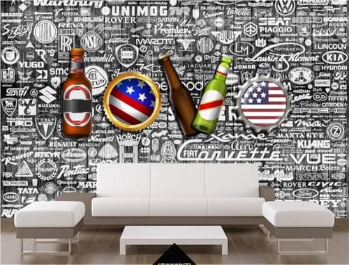 Abstrakte Buchstaben Bier 3D Tapete Poster Restaurant Schlafzimmer Wohnzimmer Sofa TV Dekorative Wand-430cm×300cm