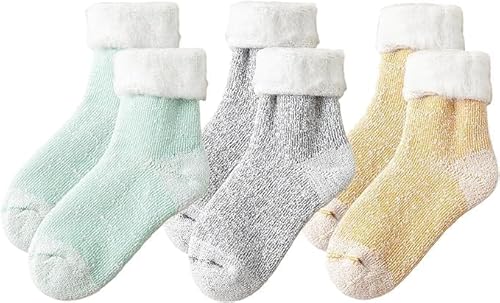 Snowbegone Kaschmirwollsocken, Premium-Kaschmirsocken, Damen-Kaschmirsocken, weiche, winterwarme, dicke Wollsocken (H-3-Paare)