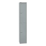 BISLEY Garderobenschrank Office, 1 Abteil, 2 Fächer, T 305 mm, Metall, 355 Silber, 30.5 x 30.5 x 180.2 cm