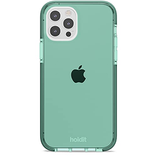 Holdit Transparent Hülle für iPhone 12/12 Pro (6,1") - Vergilbungsfrei TPU hülle - Flexiblem und Durchsichtige Handyhüllen in Getönter Farbe - Crystal Clear - Moss Green