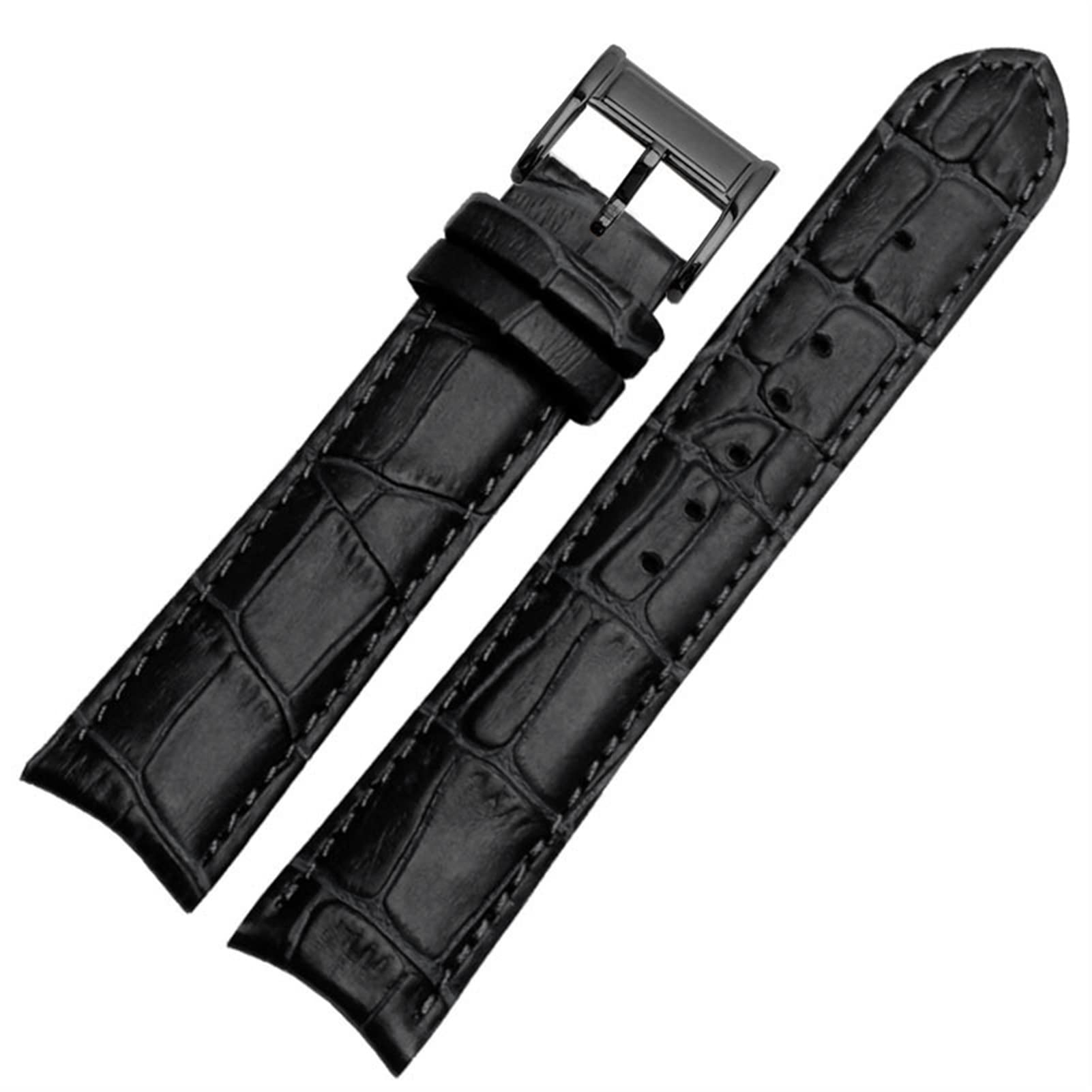 SCRUBY Echtes Leder -Uhrband für Bürger Seiko Armband 20mm Kurve End Kuh Leder schwarz blau braune Träger(Black black)