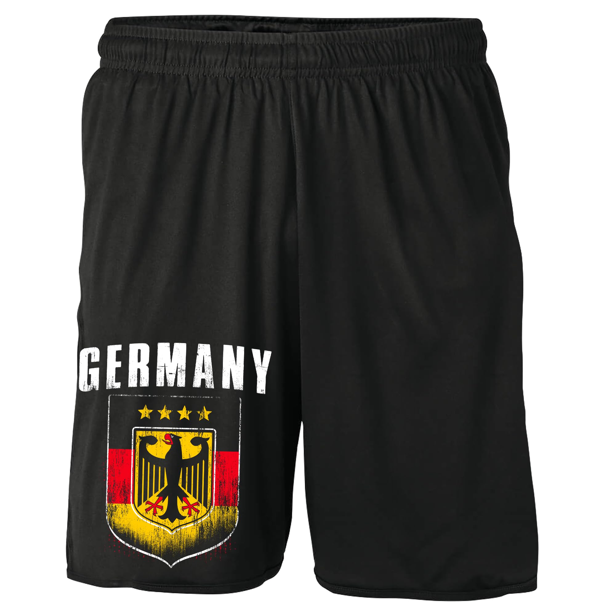 UGLYSHIRT Deutschland Shorts | Deutschland Fanartikel EM 2024 Germany Fußball Deutschland Kurze Hose Deutschland Hose WM Flagge | M5 Schwarz (S)