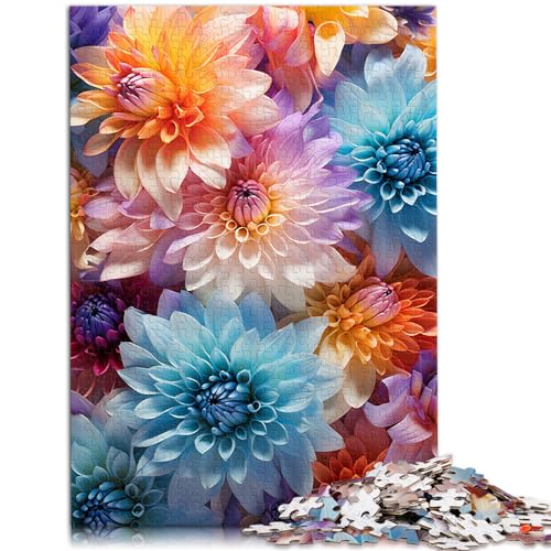 Puzzle-Geschenk, bunte psychedelische Farbe von Chrysanthemen, Puzzle für Erwachsene, 1000 Teile, Holzpuzzle, Spielzeug, Wanddekoration, 1000 Stück (50 x 75 cm)