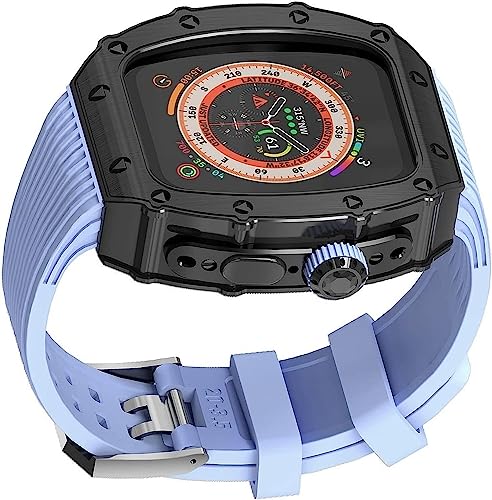 NEYENS Weiches Silikon-Uhrenarmband, Metallgehäuse, für Apple Watch Ultra 8 49 mm, Edelstahl-Uhrenabdeckung, Sportbänder, integriertes Armband, Militärschutz, Uhrenzubehör mit Werkzeug, For 49mm,