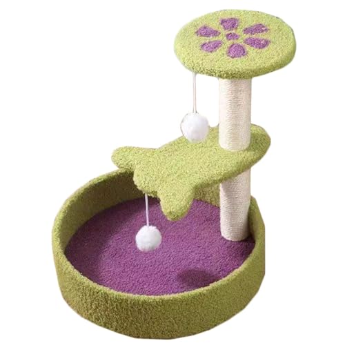 Cat Tree with Sisal Posts, Perfect for Cat Lovers, Cute and Durable Design (Color : Green, S : 38 * 38 * 47cm)