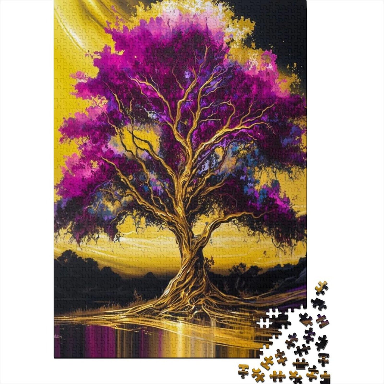 Golden Tree Holzpuzzle für Erwachsene und Teenager. Erwachsenenpuzzle 1000 Teile ganze Familie und die (Größe 75x50cm)