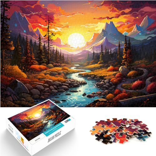 Puzzles, farbenfrohe psychedelische Landschaft, Puzzles mit 1000 Teilen für Erwachsene, Holzpuzzle für anspruchsvolles Puzzlespiel und Familienspiel, 1000 Teile (50 x 75 cm)