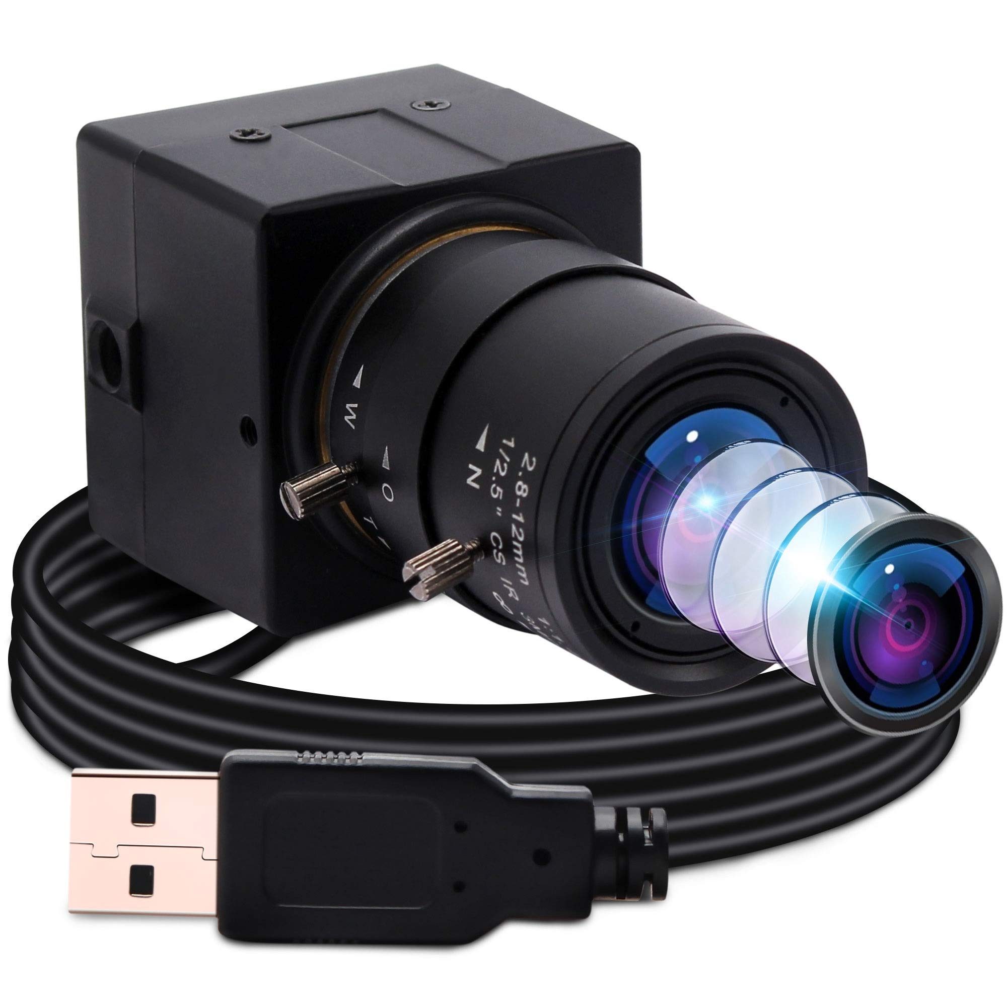 ELP 4K Webcam 30fps,Ultra HD USB Zoom Kamera mit 2.8-12mm Weitwinkel Objektiv,Mini Web Kamera für PC,Plug & Play 2160P Videokonferenz Webkamera für Windows/Linux USB4K03-SFV(2.8-12)