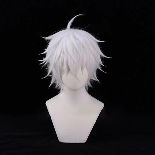 WCCNKK Anime Cosplay Perücke, BLUE LOCK Nagi Seishiro Perücke, Silbrig-Weißes Kurzes Haar, Mit Perückenkappe, Für Party Alltag Halloween Perücke Cosplay, Dekorative Geschenke