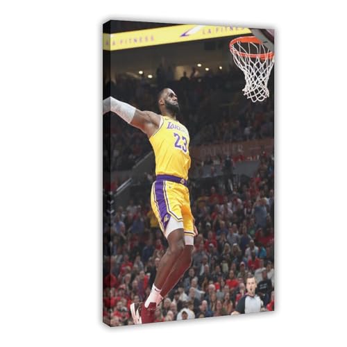 LeBron James Dunk Poster, Los Angeles Lakers, LeBron Geschenk, LeBron James Druck, Basketball-Poster, Leinwandposter, Wandkunst, Dekordruck, Gemälde für Wohnzimmer, Schlafzimmer, Dekoration, 61 x 91,4