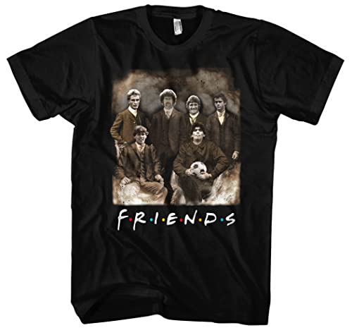 Friends Fussball 80er Herren T-Shirt | WM Shirt - 80s Shirt | Schwarz (3XL)