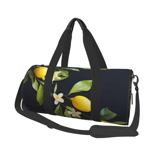 Robuste Reisetasche mit rosafarbenen und weißen Goldblumen, geräumige und stilvolle Tasche für alle Ihre Reisebedürfnisse, Zitrone und Blume, Einheitsgröße