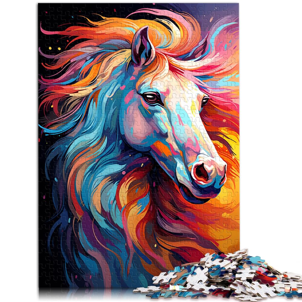 Puzzles, Geschenke, Spielzeug, Bunte Psychedelie süßer Ponys, Puzzle für Erwachsene, 1000 Teile, Holzpuzzle, tolles Geschenk für die ganze Familie, 1000 Teile (50 x 75 cm)