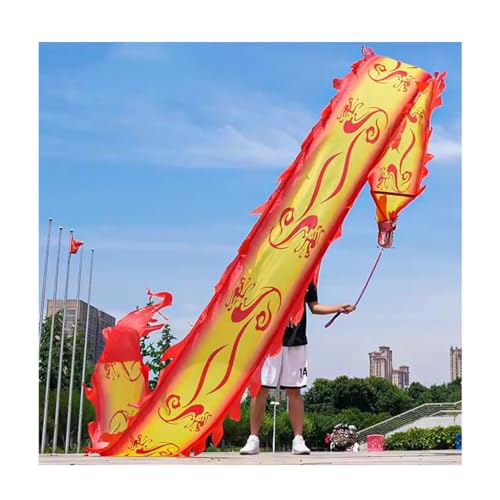 Drachenbänder, Tanzbänder, Tanz-Drachen-Band-Streamer mit 3D-Drachenkopf, quadratische Übung, Tanz, Outdoor, Flinging, Fitness, Wu Long(10m/33ft)