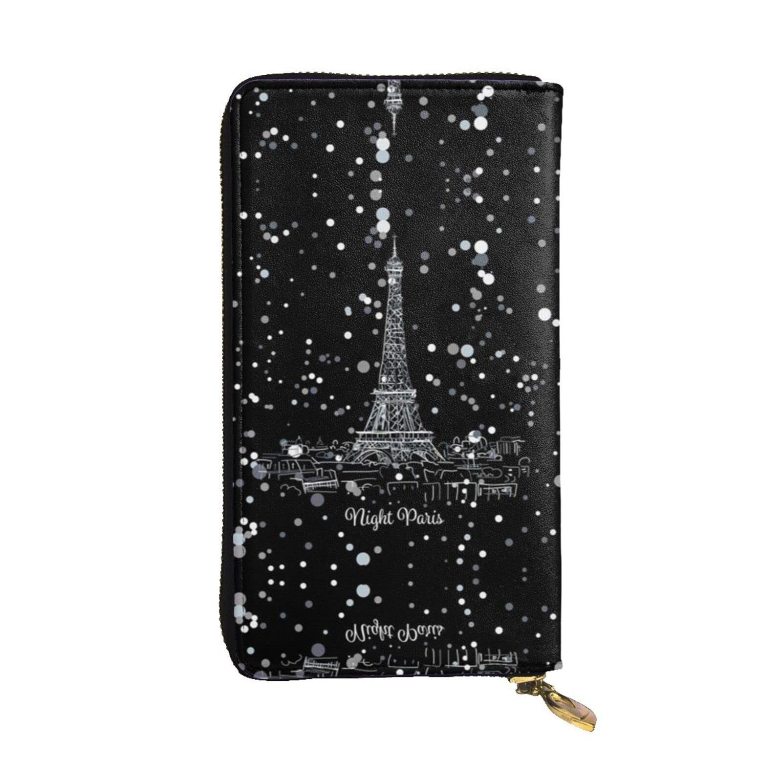 DMORJ Night Paris Eiffelturm Leder Lange Clutch Geldbörse: 19 x 10 cm bequem leicht wasserdicht langlebig schönes Geschenk, Schwarz, Einheitsgröße, Schwarz , Einheitsgröße