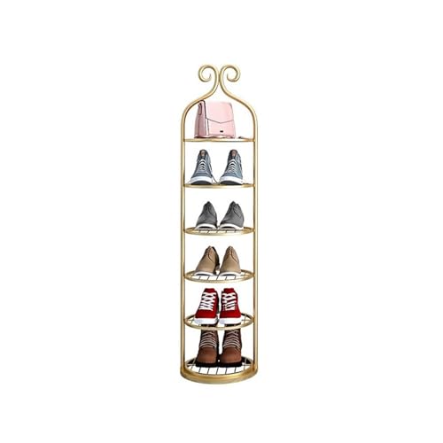 Zhaoj24-05 Platzsparender Schuhschrank Einfaches Schuhregal, Kleiner schmaler Eingang, kleines Schuhregal, Home Economy Schuhregal, Kleiner Schuhschrank aus Eisen Schuhaufbewahrung(Gold,Mittel)