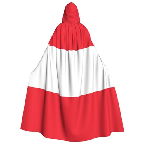 WURTON Umhang mit Österreichischer Flagge, Unisex, mit Kapuze, für Damen und Herren, Vampir, Halloween, Cosplay, Karneval, Mottoparty