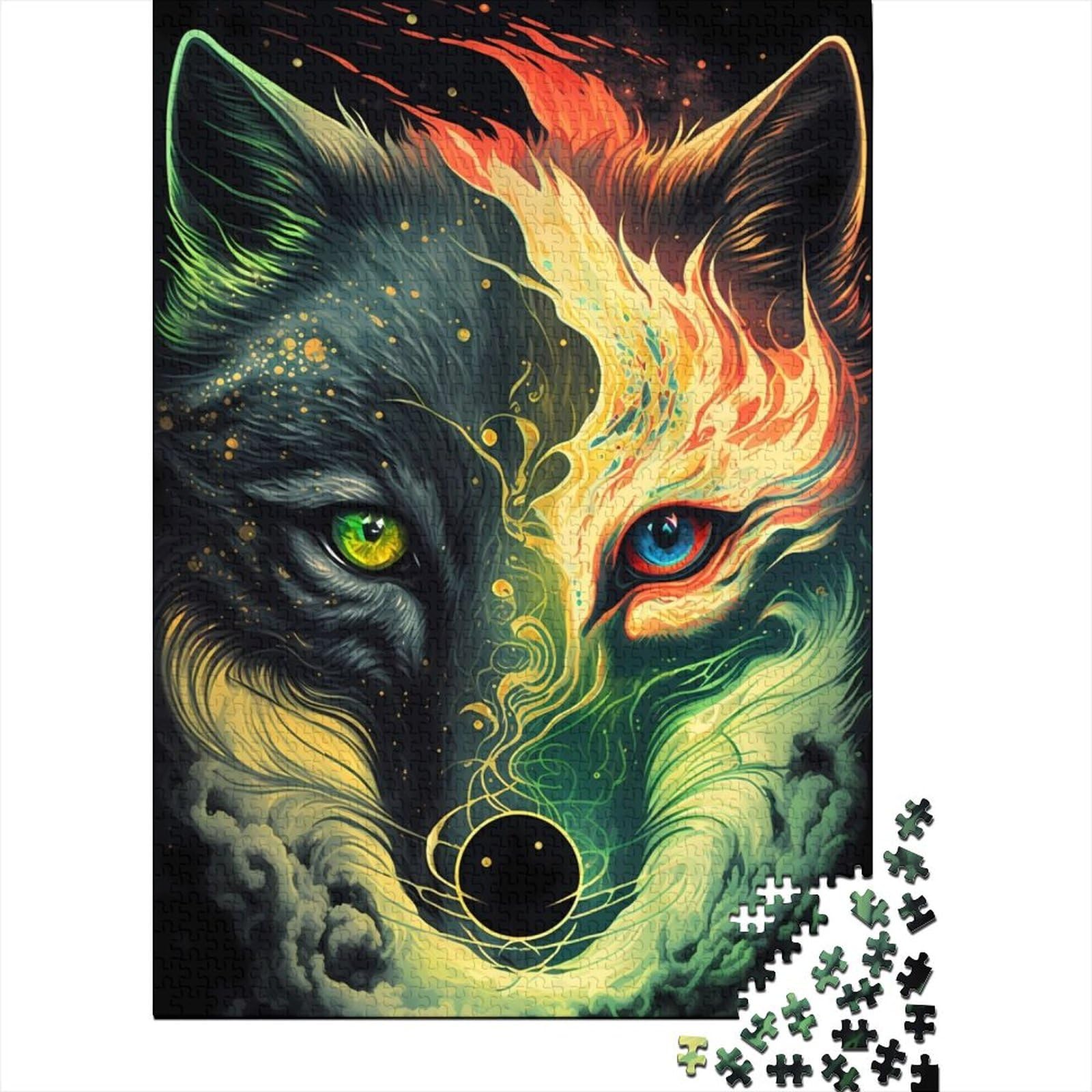 Wolf-Holzpuzzle für Erwachsene und Jugendliche von Art Jigsaw Puzzles für Erwachsene 1000 Teile Holzpuzzle für Erwachsene und Jugendliche 75x50cm