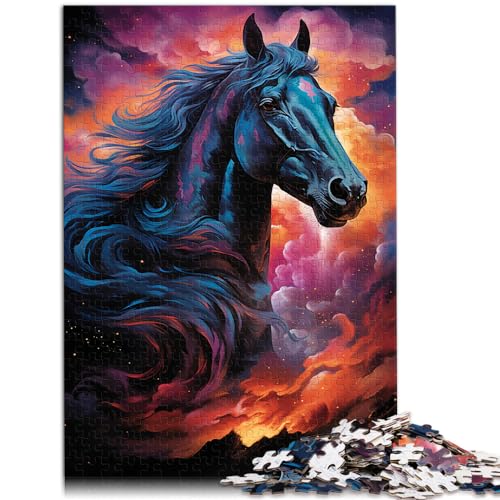 Puzzles Farbenfrohes und psychedelisches Galaxy Dark Horse Puzzle für Erwachsene mit 1000 Teilen, Holzpuzzle als Geschenk für die ganze Familie, 1000 Teile (50 x 75 cm)