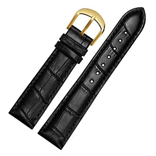 SCRUBY Für Brand Watch Bracelet Belt Woman Watchbänder echtes Leder -Armband -Band 10 12 14 16 18 20 22mm Multicolor -Uhren -Bänder(Black gold,20mm)