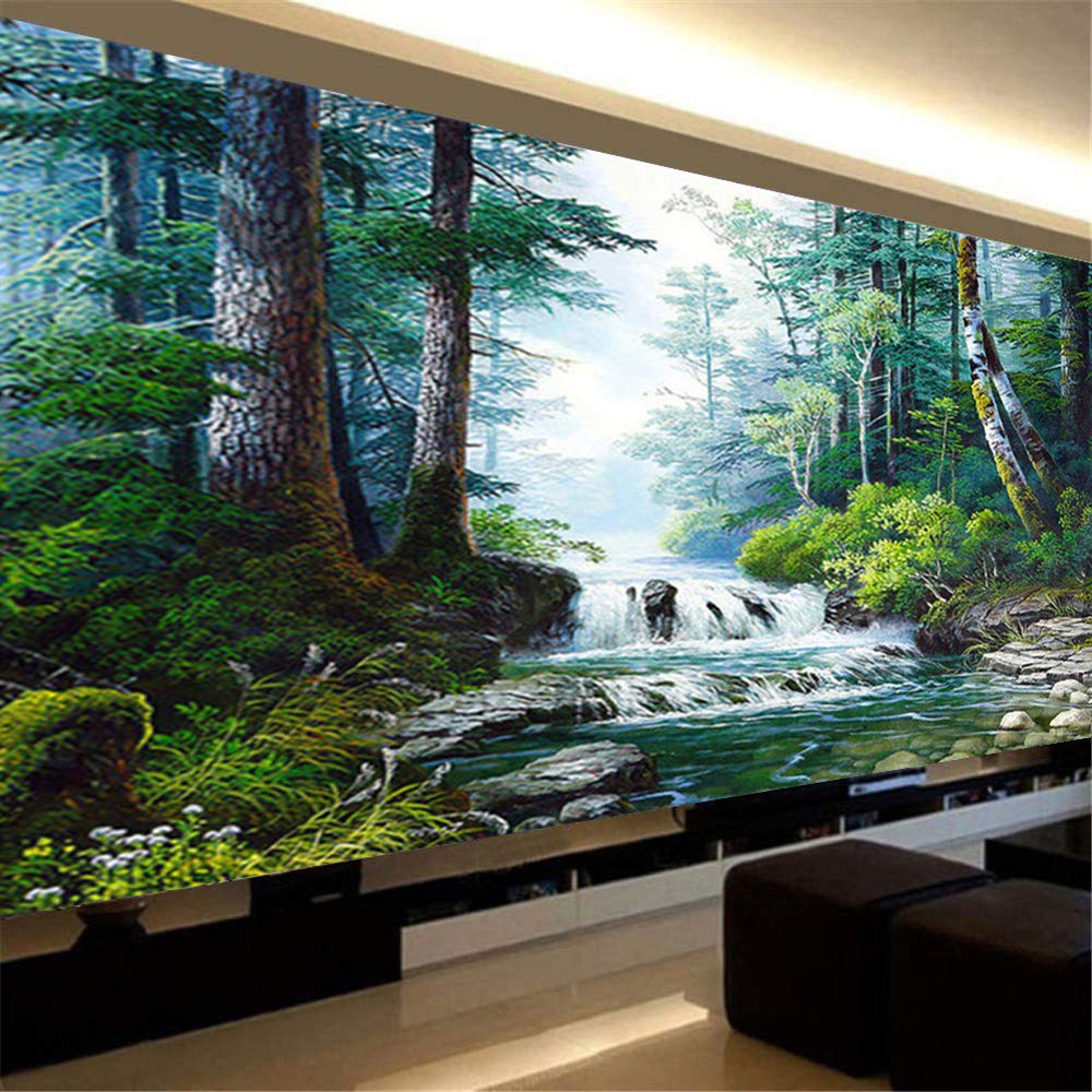 Nicole Knupfer 5D Wald Diamant Painting Kit Full Bohrer DIY Diamond Malerei Handgemachtes Wohnzimmer Wanddekoration (100X60cm)