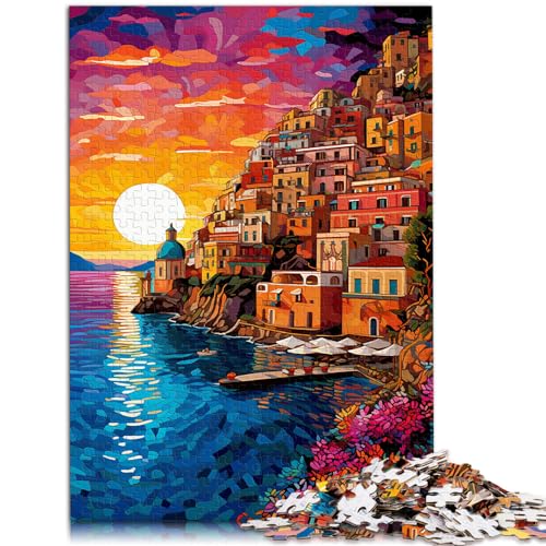 Puzzles als Geschenke Amalfiküste, farbenfroh, schwierige und anspruchsvolle Puzzles, 1000-teiliges Holzpuzzle, einfache Puzzles, Wichtelgeschenke (50 x 75 cm)