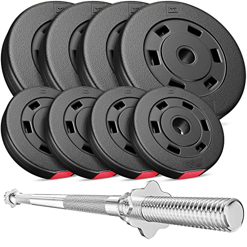 Hop-Sport Hantelset 39 kg, 1x Langhantelstange, Hantelscheiben: 4x5kg + 4x2,5kg