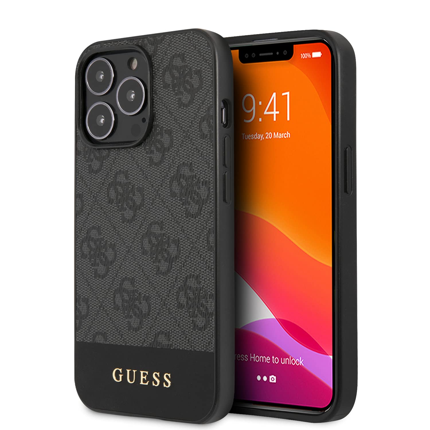 CG MOBILE Guess Handyhülle für iPhone 13 Pro in Dunkelgrau, Anti-Kratzer, Komfortable & Strapazierfähige Hartschale mit Zugänglichen Anschlüssen, Stoßdämpfung & Signature Logo