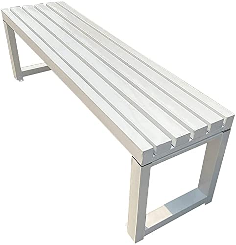 Outdoor-Bänke, Parkbank, Terrasse, Park, Gartenbank, Outdoor-Bank mit 2–3 Sitzen, Metall-Loungesessel, Möbel, wetterbeständiger Verandastuhl (Schwarze Rückenlehne 59 Zoll) (weiß (Schwarze Rückenlehne