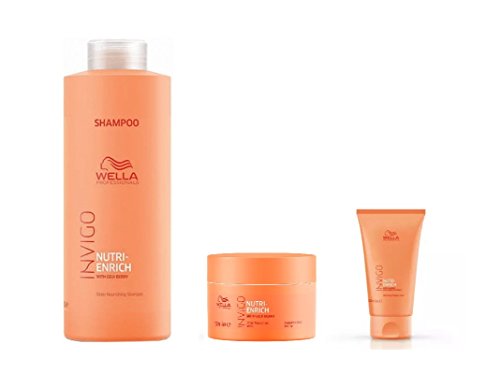 Wella INVIGO Nutri-Enrich Deep Nourishing Shampoo 1000 ml, Maske 150 ml und wärmende Express Mask 150 ml