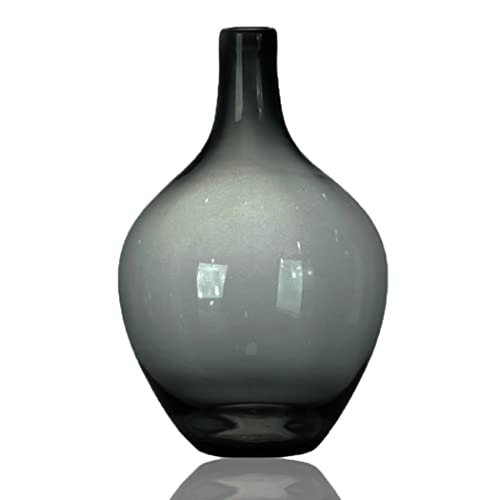 XIUWOUG Handmade Glasvase Schwarz,Glasvase für Pampasgras,Transparente Ballon Vase für Moderne Wohnkultur,Indoor Dekoration (nur Vase),Grau Groß